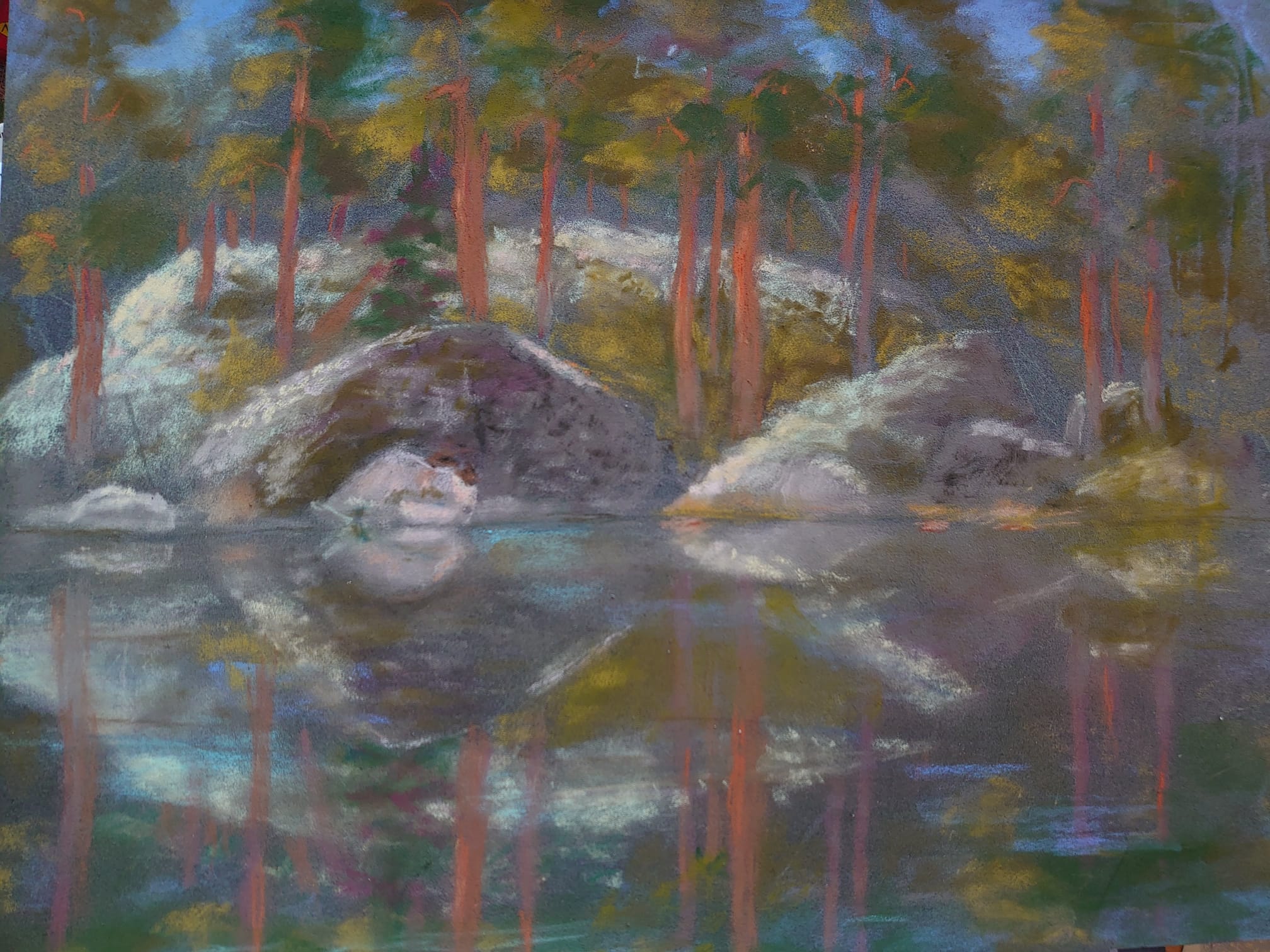 kuva taideteoksesta, jonka nimeltään Kalliojärvellä